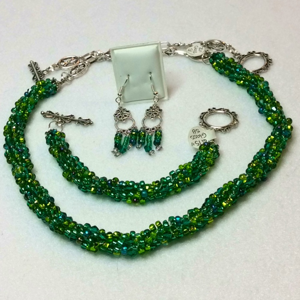 FINAL SALE PRICE Lia Rosa Sea Green Woven Jewelry Set